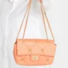 Yours Yours Orange Studded Quilted Chain Bag