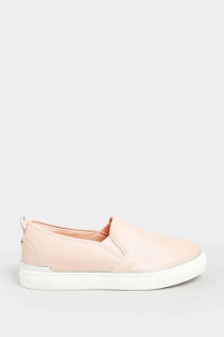 Yours Yours Pink & Silver Hardware Slip-On Trainers In Extra Wide Eee Fit
