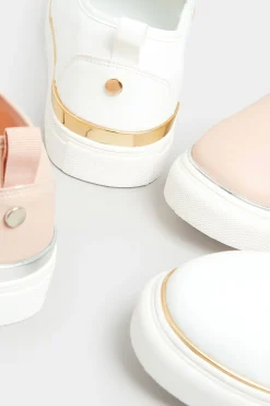 Yours Yours Pink & Silver Hardware Slip-On Trainers In Extra Wide Eee Fit