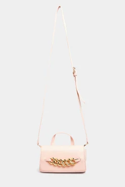 Yours Yours Pink Croc & Gold Chain Mini Bag