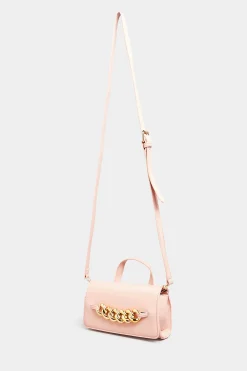 Yours Yours Pink Croc & Gold Chain Mini Bag