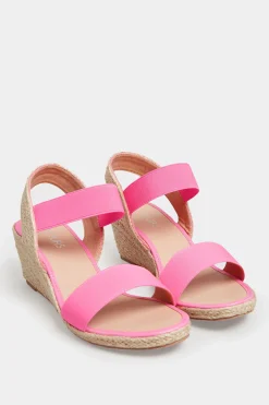 Yours Yours Pink Espadrille Wedges In Wide E Fit & Extra Wide Eee Fit