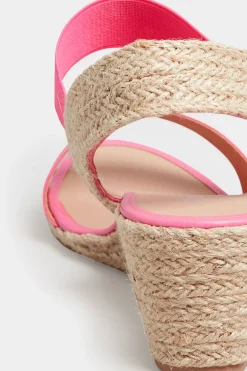 Yours Yours Pink Espadrille Wedges In Wide E Fit & Extra Wide Eee Fit