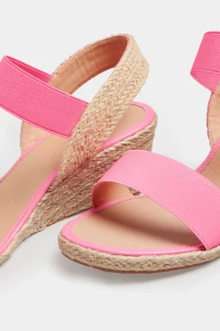 Yours Yours Pink Espadrille Wedges In Wide E Fit & Extra Wide Eee Fit
