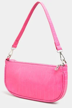 Yours Yours Pink Faux Croc Shoulder Bag