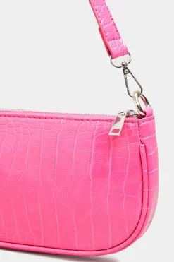 Yours Yours Pink Faux Croc Shoulder Bag