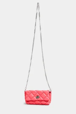Yours Yours Pink Quilted Diamante Strap Cross Body Bag