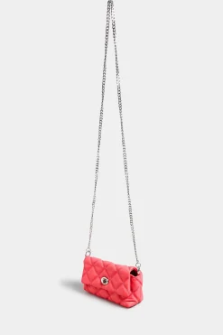 Yours Yours Pink Quilted Diamante Strap Cross Body Bag