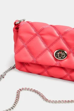 Yours Yours Pink Quilted Diamante Strap Cross Body Bag