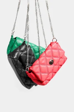 Yours Yours Pink Quilted Diamante Strap Cross Body Bag