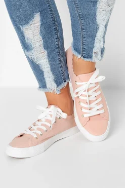 Yours Yours Pink Scalloped Edge Trainers In Wide E Fit