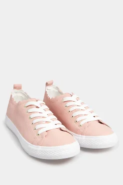 Yours Yours Pink Scalloped Edge Trainers In Wide E Fit