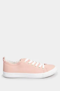 Yours Yours Pink Scalloped Edge Trainers In Wide E Fit
