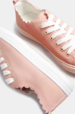 Yours Yours Pink Scalloped Edge Trainers In Wide E Fit