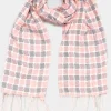 Yours Yours Pink Square Check Tassel Scarf