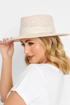 Yours Yours Pink Straw Boater Hat