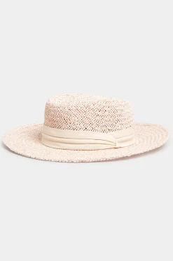 Yours Yours Pink Straw Boater Hat