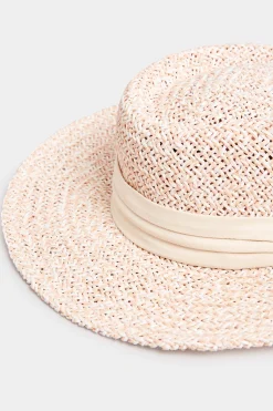 Yours Yours Pink Straw Boater Hat