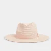 Yours Yours Pink Straw Fedora Hat