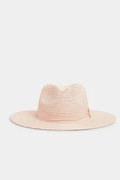 Yours Yours Pink Straw Fedora Hat