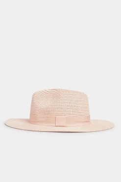 Yours Yours Pink Straw Fedora Hat