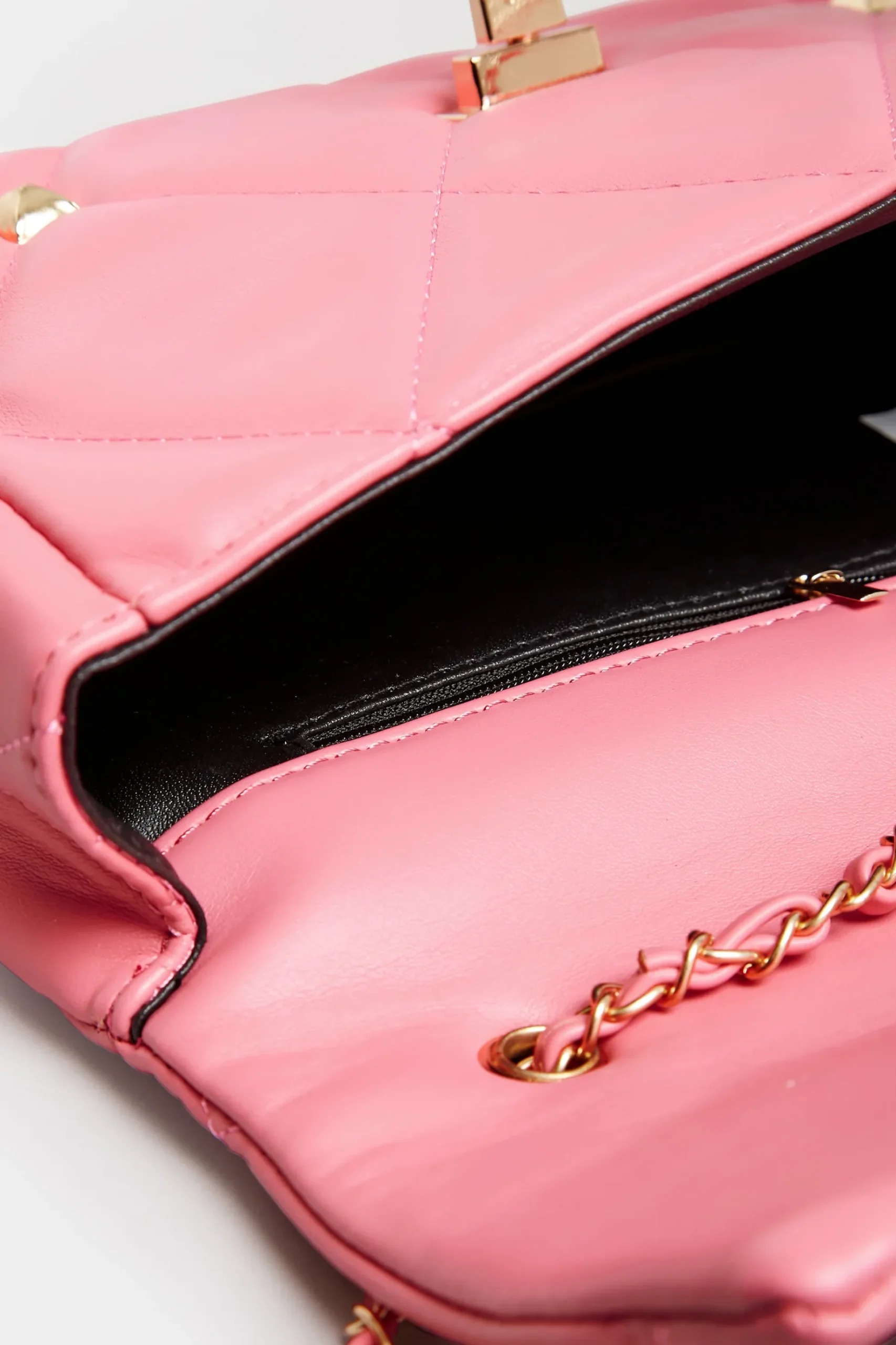 Yours Yours Pink Studded Quilted Chain Bag