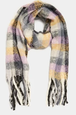 Yours Yours Purple Check Print Super Soft Scarf