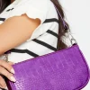 Yours Yours Purple Faux Croc Shoulder Bag