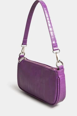 Yours Yours Purple Faux Croc Shoulder Bag