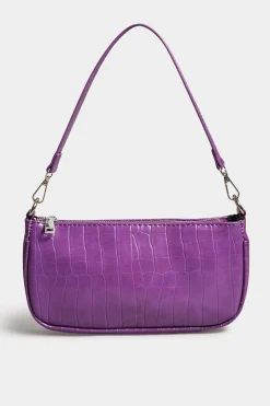 Yours Yours Purple Faux Croc Shoulder Bag