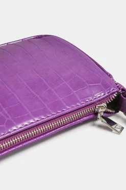 Yours Yours Purple Faux Croc Shoulder Bag