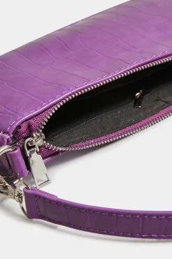 Yours Yours Purple Faux Croc Shoulder Bag