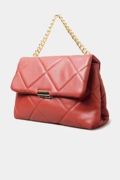 Yours Yours Red Quilted Chain Handle Bag