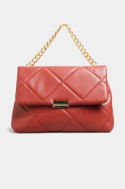 Yours Yours Red Quilted Chain Handle Bag