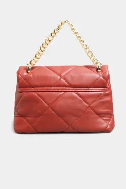 Yours Yours Red Quilted Chain Handle Bag