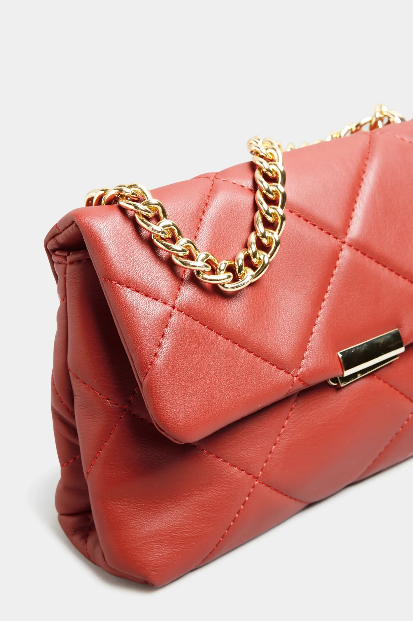 Yours Yours Red Quilted Chain Handle Bag