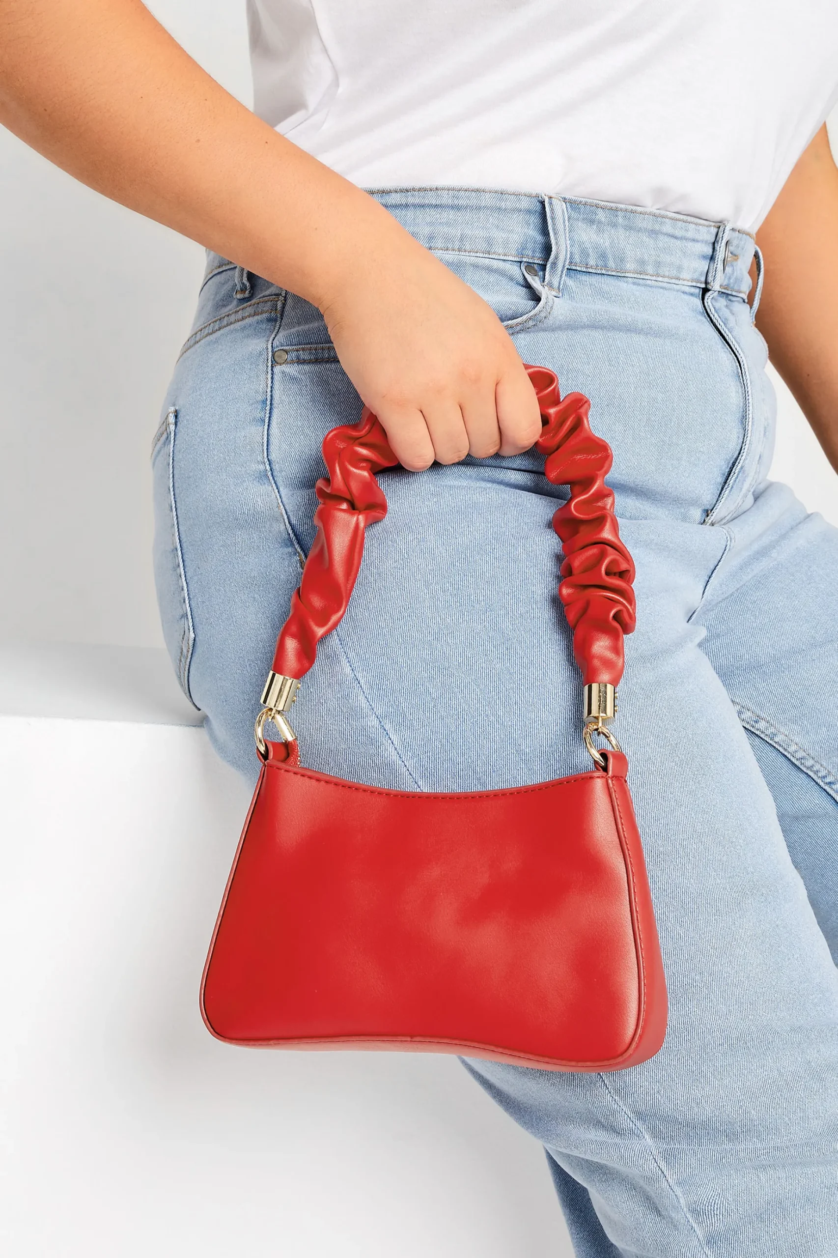 Yours Yours Red Ruched Handle Bag