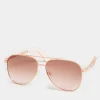 Yours Yours Rose Gold Chain Aviator Sunglasses
