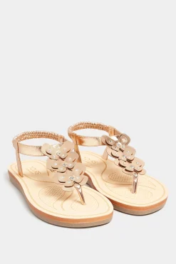 Yours Yours Rose Gold Diamante Butterfly Sandals In Extra Wide Eee Fit