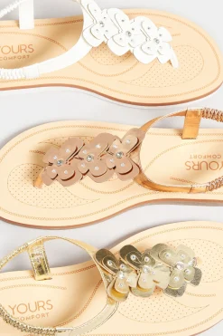 Yours Yours Rose Gold Diamante Butterfly Sandals In Extra Wide Eee Fit
