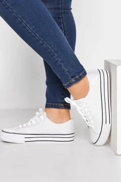 Yours Yours Silver Canvas Glitter Platform Trainers In Wide E Fit