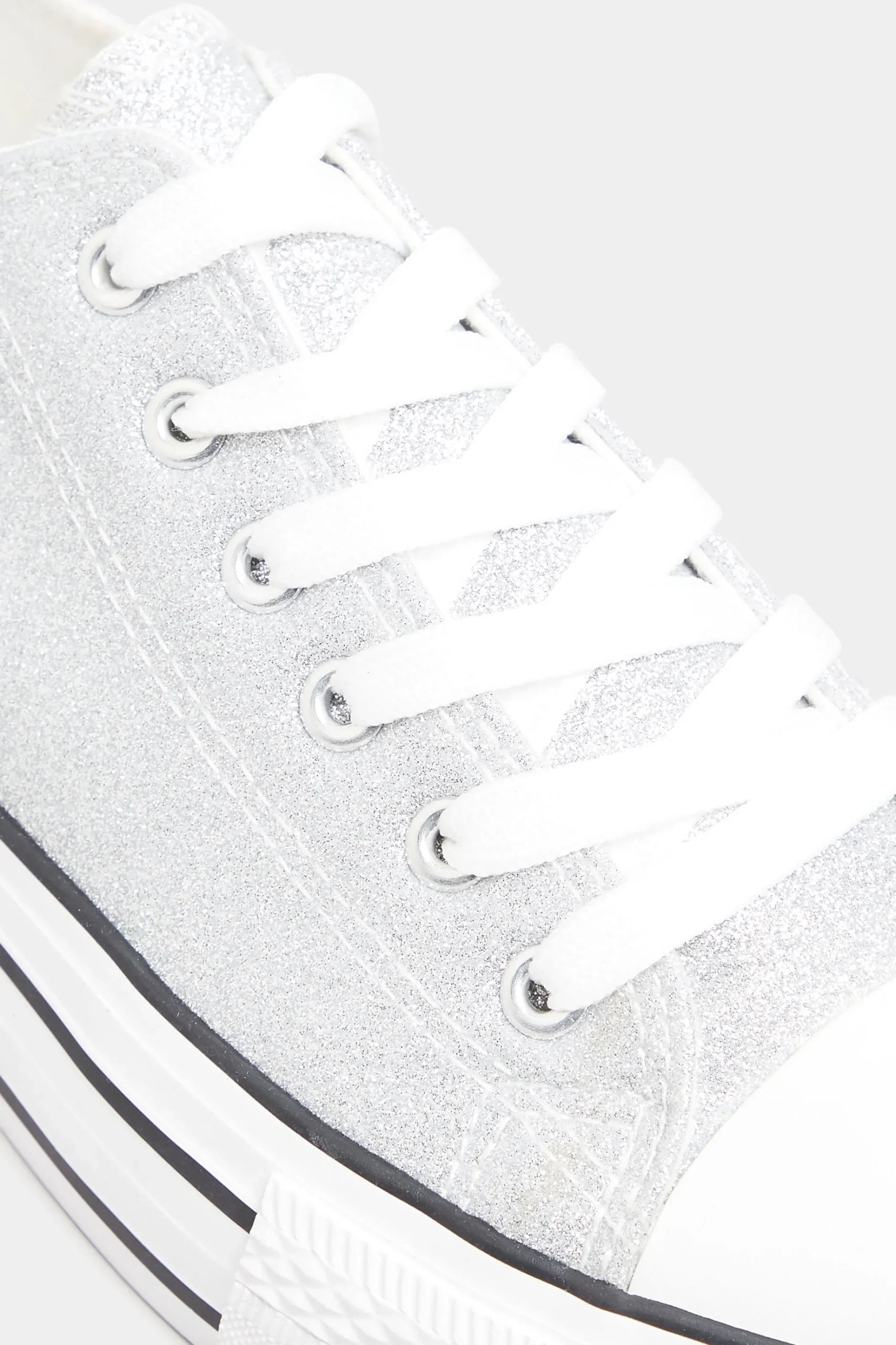 Yours Yours Silver Canvas Glitter Platform Trainers In Wide E Fit