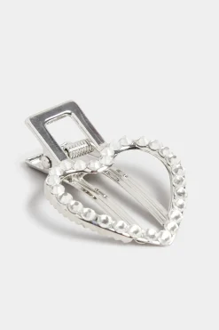 Yours Yours Silver Diamante Heart Hair Clip