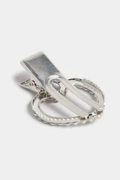 Yours Yours Silver Diamante Heart Hair Clip