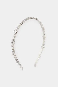 Yours Yours Silver Diamante Thin Headband
