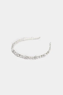 Yours Yours Silver Diamante Thin Headband