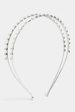Yours Yours Silver Diamante Double Headband