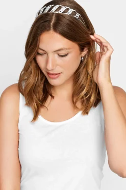 Yours Yours Silver Diamante Swirl Headband