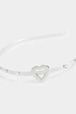 Yours Yours Silver Diamante Heart Headband