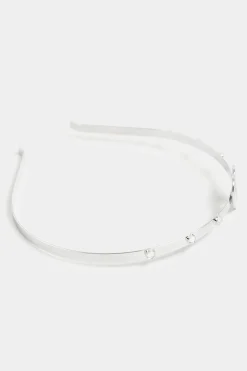 Yours Yours Silver Diamante Heart Headband
